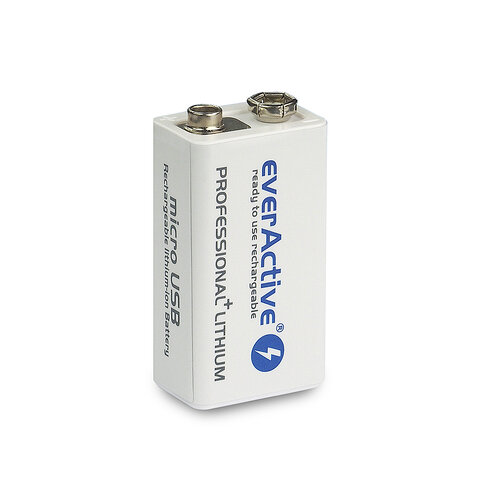 Akumulatorek 6F22/9V everActive Li-ion 550 mAh Professional +Lithium + micro USB