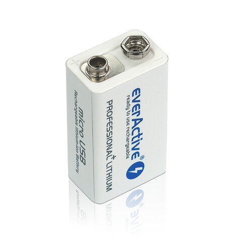 Akumulatorek 6F22/9V everActive Li-ion 550 mAh Professional +Lithium + micro USB