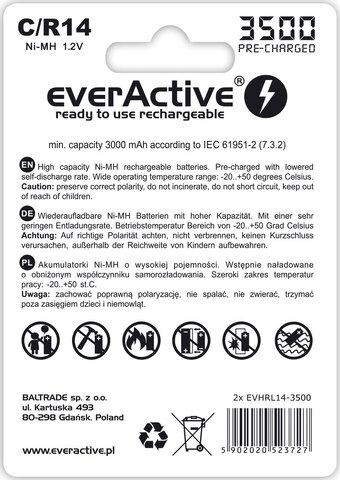 Akumulatorek everActive R14 C Ni-MH 3500 mAh ready to use