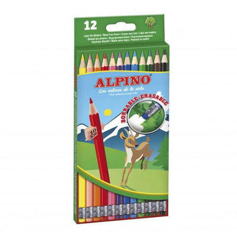 Kredki ołówkowe z gumką Alpino 12 kolorów
