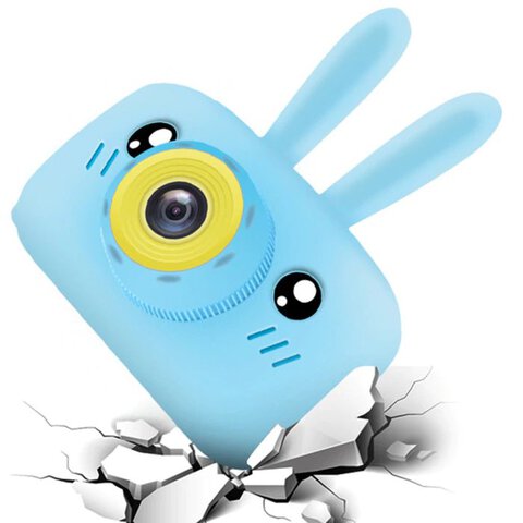 Cyfrowy aparat fotograficzny dla dzieci - gry, wideo z dźwiękiem, etui królik niebieski