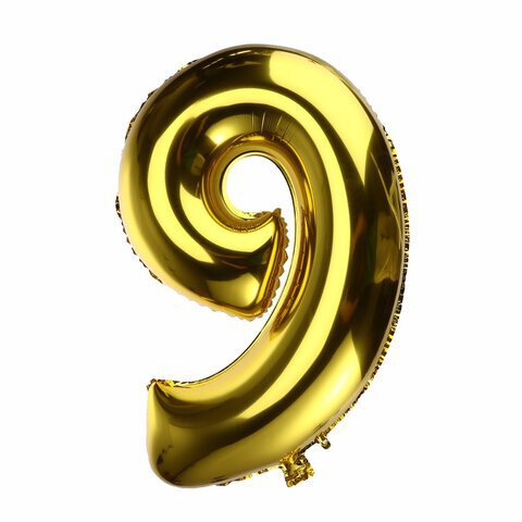 Balon urodzinowy cyfra "9" 40 cm złoty