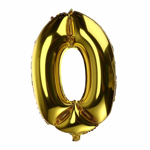 Balon urodzinowy cyfry "0" 76cm złoty