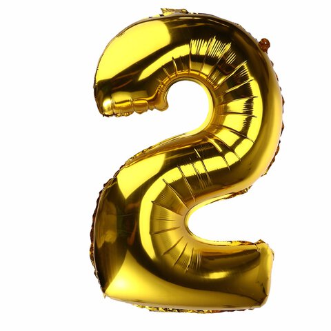 Balon urodzinowy cyfry "2" 76cm złoty