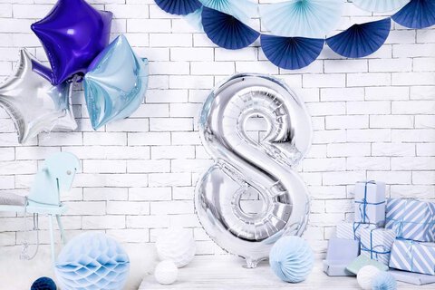Balon urodzinowy cyfry "9" 76cm srebrny