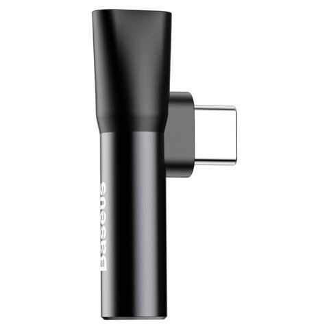 BASEUS adapter 2w1 Typ C (męski) do Jack 3,5mm (żeński) + Typ C (żeński) CATL41-01 czarny