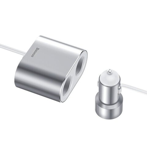 BASEUS adapter gniazda zapalniczki 80W + ładowarka samochodowa 2xUSB 3,1A CRDYQ-0S srebrny