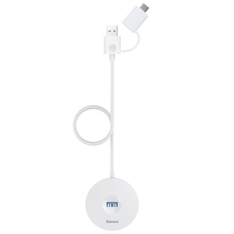 Baseus adapter HUB USB-A/typ-C do 4xUSB biały 1m