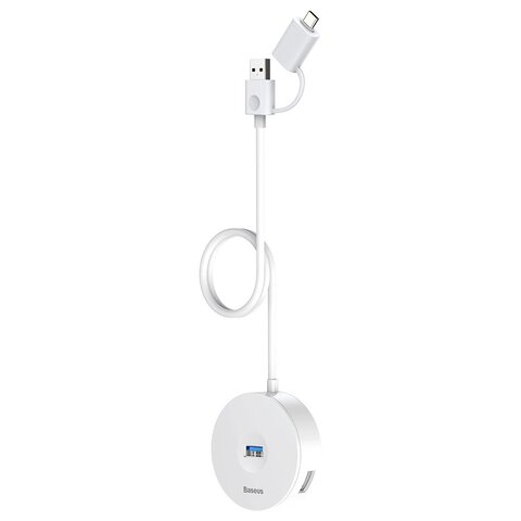 Baseus adapter HUB USB-A/typ-C do 4xUSB biały 1m