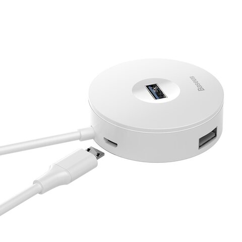 Baseus adapter HUB USB-A/typ-C do 4xUSB biały 1m