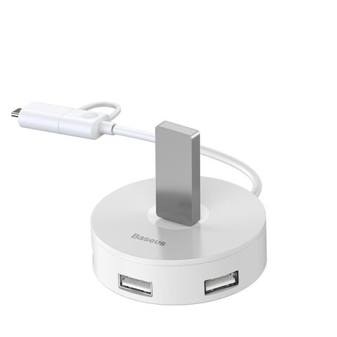 Baseus adapter HUB USB-A/typ-C do 4xUSB biały 1m