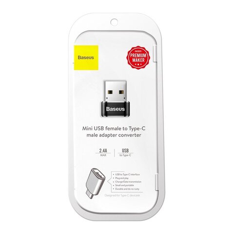 BASEUS adapter USB (męski) do Typ C (damski) 5A czarny CAAOTG-01