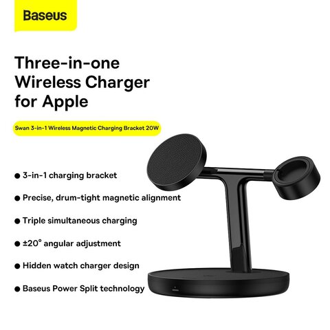 BASEUS adowarka indukcyjna 3w1 kompatybilna z MagSafe 15W WXTE000101 czarna