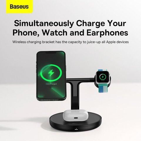 BASEUS adowarka indukcyjna 3w1 kompatybilna z MagSafe 15W WXTE000101 czarna