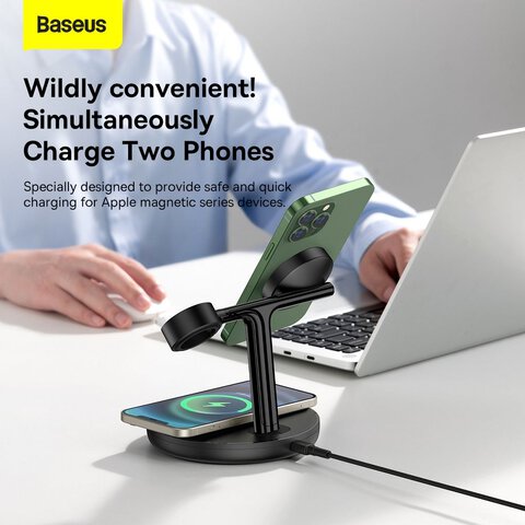 BASEUS adowarka indukcyjna 3w1 kompatybilna z MagSafe 15W WXTE000101 czarna