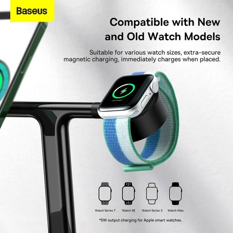 BASEUS adowarka indukcyjna 3w1 kompatybilna z MagSafe 15W WXTE000101 czarna