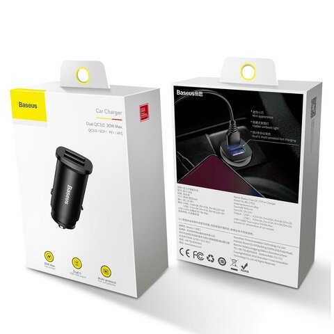 BASEUS adowarka samochodowa 2 x USB A QC3.0 5A 30W CCALL-DS01/BS-C16Q czarna