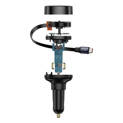 BASEUS adowarka samochodowa Typ C + zwijany kabel Typ C PD3.0 QC4.0 3A 60W CCTXP-CCL / C00057802111-01 czarna