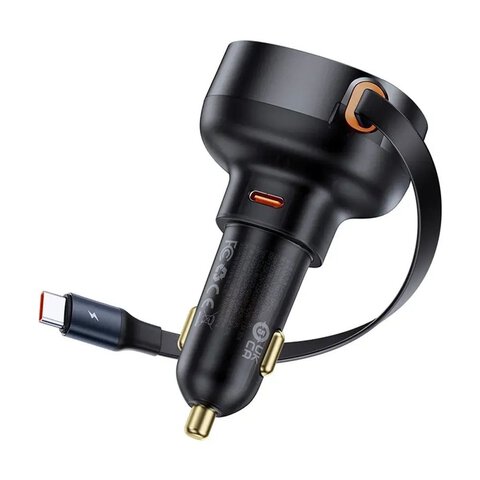 BASEUS adowarka samochodowa Typ C + zwijany kabel Typ C PD3.0 QC4.0 3A 60W CCTXP-CCL / C00057802111-01 czarna