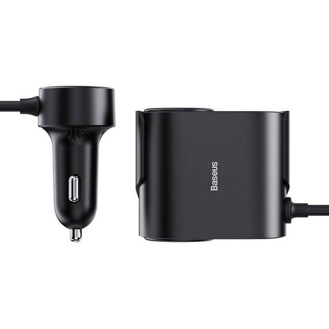 BASEUS adowarka samochodowa USB A + Typ C + 2 x gniazdo zapaliniczki PD 5A 30W C00455300121-00 czarna