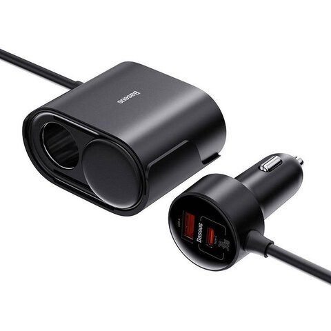 BASEUS adowarka samochodowa USB A + Typ C + 2 x gniazdo zapaliniczki PD 5A 30W C00455300121-00 czarna