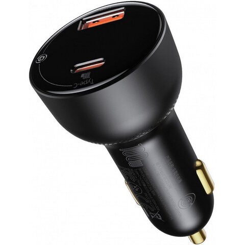 BASEUS adowarka samochodowa USB A + Typ C z wywietlaczem PD3.0 QC4.0 5A 100W CCZX-01 czarna