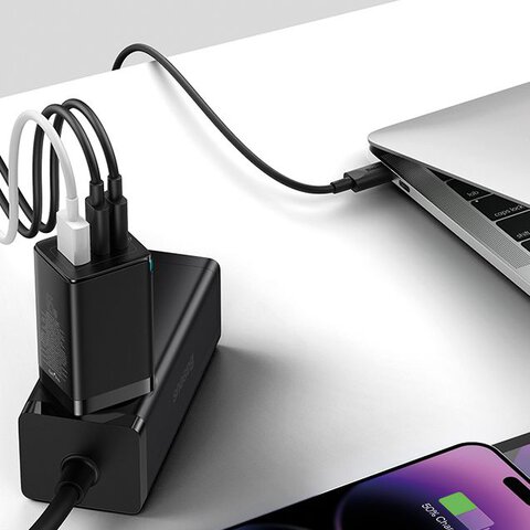 Baseus GaN5 Pro CCGP120201 65W szybka ładowarka sieciowa z 2 gniazdami USB-C PD oraz USB