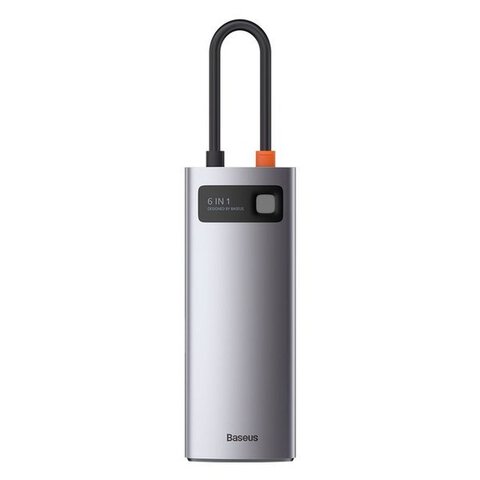 BASEUS HUB adapter przejściówka 6w1 Metal Gleam Typ C CAHUB-CW0G szary