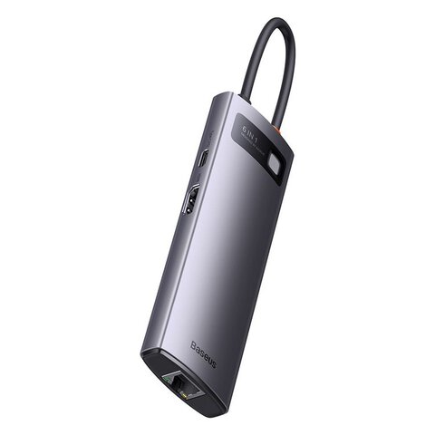 BASEUS HUB adapter przejściówka 6w1 Typ C na 3x USB3.0 / PD / HDMI 4K 60Hz / RJ45 szary WKWG080013/BS-OH100