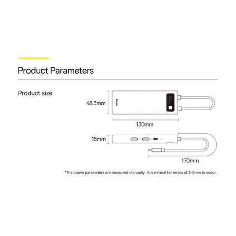 BASEUS HUB adapter przejściówka 7w1 Typ C na 3x USB3.0 / PD / 2x HDMI / RJ45 szary WKWG040113/BS-OH044