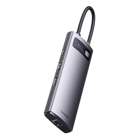 BASEUS HUB adapter przejściówka 7w1 Typ C na 3x USB3.0 / PD / 2x HDMI / RJ45 szary WKWG040113/BS-OH044