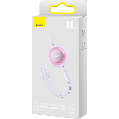 BASEUS kabel 3w1 Typ C do Micro USB / Lighting / Typ C PD QC4.0 3,5A 100W CAMJ010205 1,1 m fioletowy