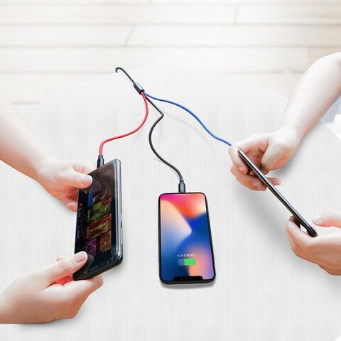 BASEUS kabel 3w1 USB A do Micro USB / Lightning / Typ C 3,5A CAMLT-BSY01 0,3 m czarny