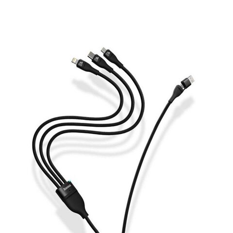 BASEUS kabel 3w1 USB A / Typ C do Micro USB / Lightning / Typ C PD QC 5A100W CASS030103 1,2 m niebieski