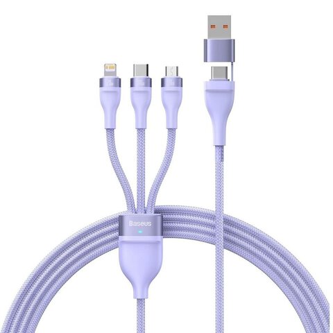 BASEUS kabel 3w1 USB A / Typ C do Micro USB / Lightning / Typ C PD QC 5A100W CASS030105 1,2 m fioletowy