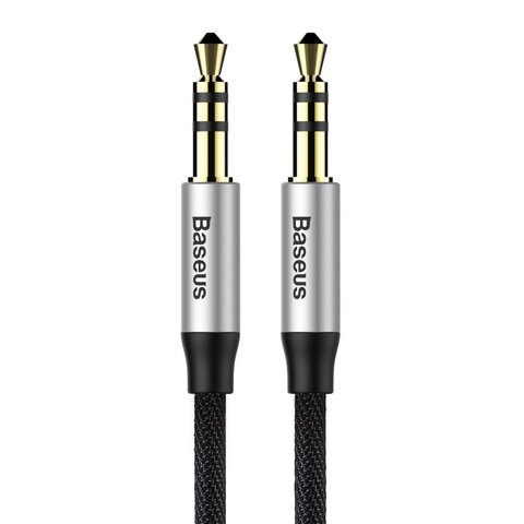 Baseus kabel audio Yiven 3,5 mm - 3,5 mm (mini-jack) 1,0 m srebrno-czarny M30