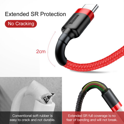 Baseus kabel Cafule USB - USB-C 0,5 m 3A czerwony