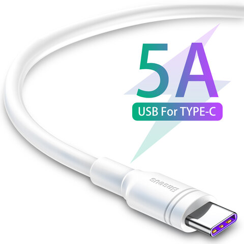 Baseus kabel Double-ring USB - USB-C 0,5 m 5A biały 