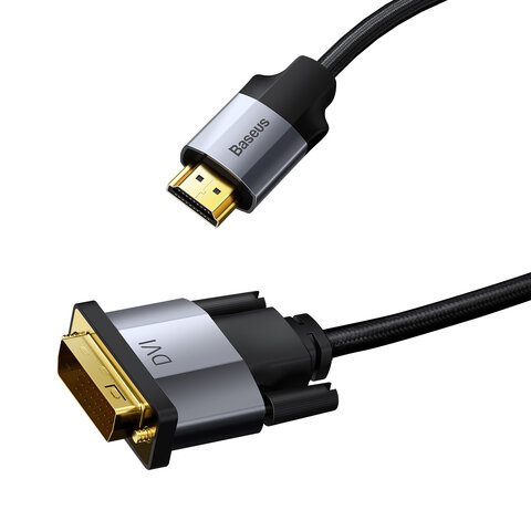 Baseus Kabel Enjoyment HDMI 4K do DVI dwukierunkowy ciemno-szary 1m
