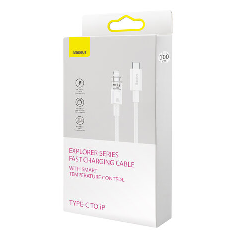 Baseus kabel Explorer PD USB-C - Lightning 1,0m biały z kontrolą temperatury 20W