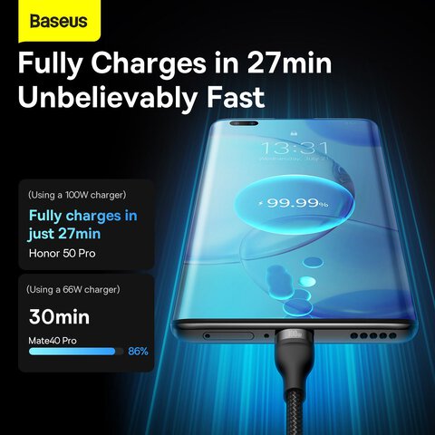 BASEUS Kabel USB 3w1 Flash Series USB-C micro USB Lightning 100W CASS030001 1.2m czarny