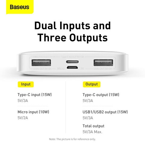 BASEUS powerbank 10 000 mAh + kabel USB A do Micro USB PD QC3.0 3A 15W PPBD050002 biay