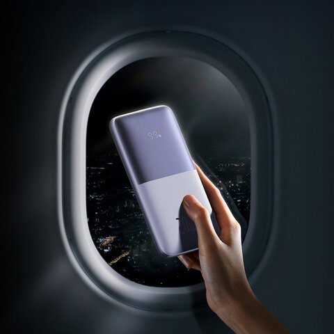 BASEUS powerbank 10 000 mAh + kabel USB A do Typ C PD QC3.0 3A 20W PPBD040205 fioletowy