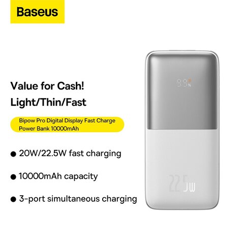 BASEUS powerbank 10 000 mAh + kabel USB A do Typ C PD QC3.0 3A 22,5W PPBD040002 biay