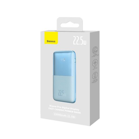 BASEUS powerbank 10 000 mAh + kabel USB A do Typ C PD QC3.0 3A 22,5W PPBD040003 niebieski