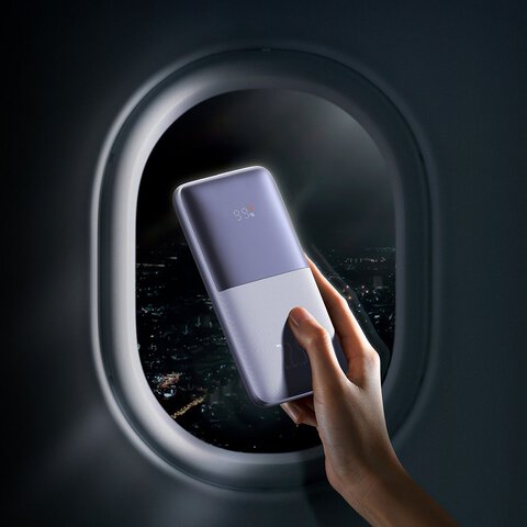 BASEUS powerbank 10 000 mAh + kabel USB A do Typ C PD QC3.0 3A 22,5W PPBD040005 fioletowy