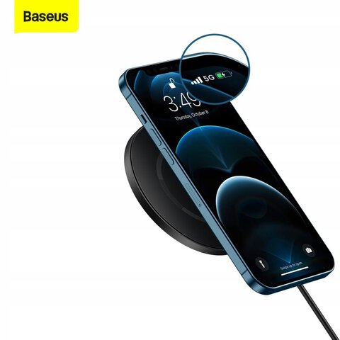 BASEUS SIMPLE MAGNETIC MAGSAFE WIRELESS CHARGER 15W BLACK
