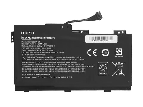 Bateria Mitsu do HP ZBook 17 G3 A106XL 808451-002 HSTNN-C86C