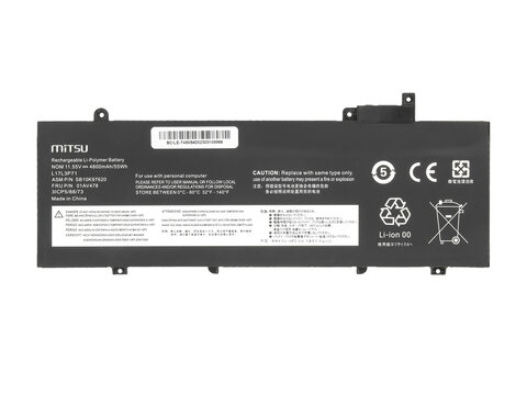 Bateria Mitsu do Lenovo ThinkPad T480s 01AV479 SB10K97620 L17M3P72