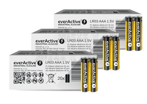 Baterie alkaliczne everActive Industrial LR03 / AAA 120 sztuk